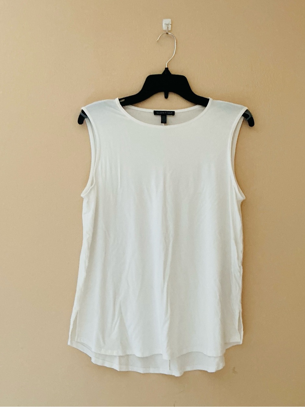 Eileen Fisher White Sleeveless Crewneck Tank